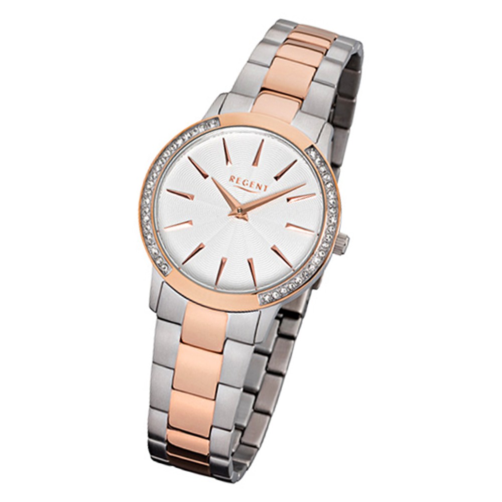 Regent Damen-Armbanduhr URF1056 Quarz-Uhr Edelstahl-Armband UR 32-F-1056 silber rosegold