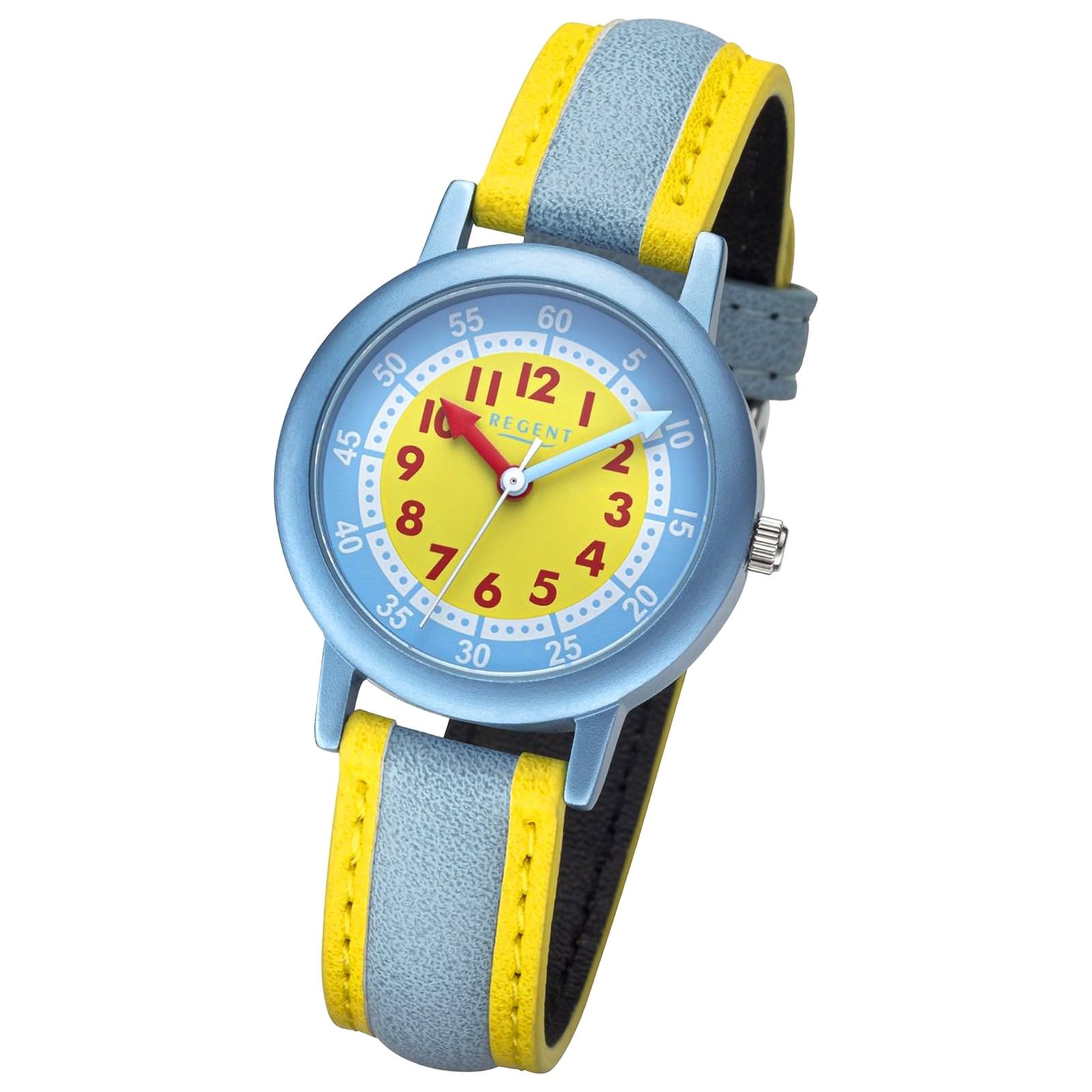 Analog hellblau Armbanduhr Kinderuhr gelb Regent PURarmband URF1473