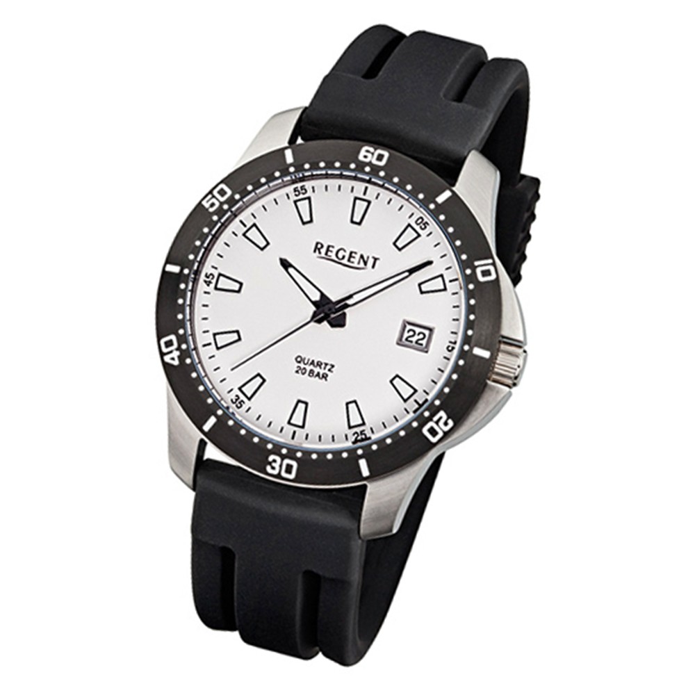 Regent Herren-Armbanduhr F-912 URF912 schwarz Quarz-Uhr Kunststoff-Armband
