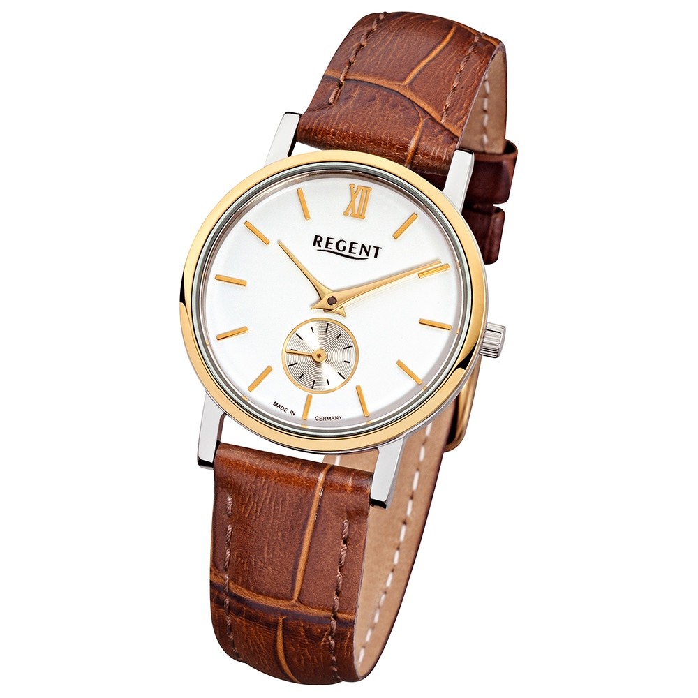 Regent braun Quarz-Uhr Leder-Armband Damen-Armbanduhr Uhr URGM1450