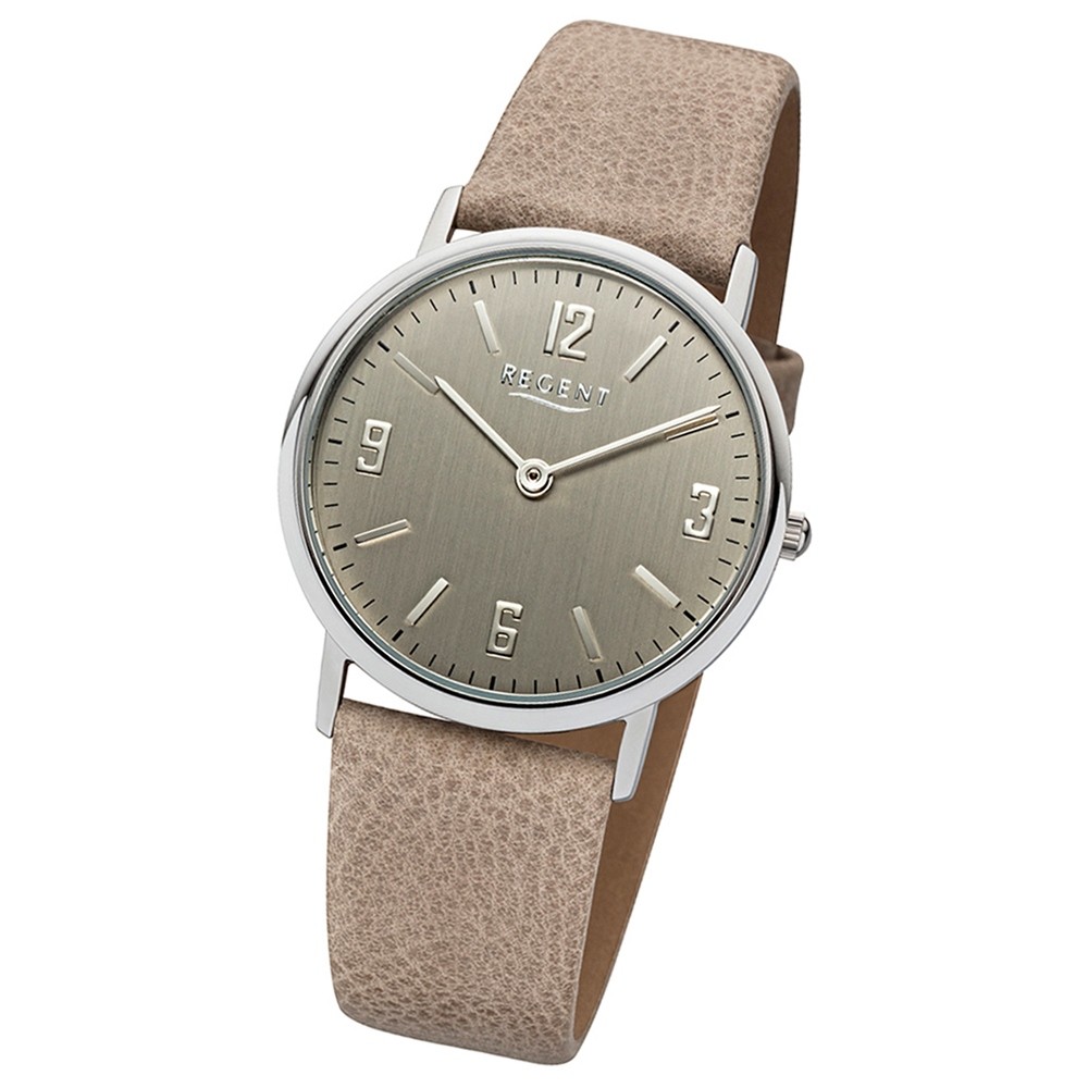 Regent Damen-Armbanduhr URLD1610 hellbraun Leder-Armband Uhr Uhr beige Quarz
