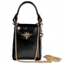 Florence Umhängetasche Biene Damen Tasche Echtleder schwarz metallic OTM802S