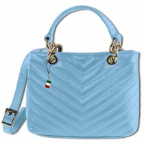 Florence Umhängetasche Damen gesteppte Handtasche Echtleder hellblau OTM810H