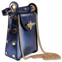 Toscanto Damen Umhängetasche Leder Tasche blau metallic OTTM802UM