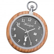 Waidzeit Herren Taschenuhr Edelstahl Holz braun mit Uhrenkette UWATG01