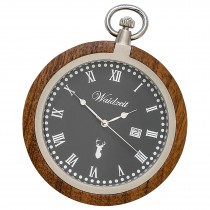 Waidzeit Herren Taschenuhr Edelstahl Walnuß dunkelbraun mit Uhrenkette UWATR01