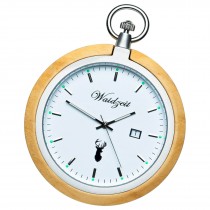 Waidzeit Herren Taschenuhr Edelstahl Holz braun mit Uhrenkette UWATZ01