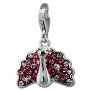 SilberDream Glitzer Charm Pfau rosa Zirkonia Kristalle 925 Anhänger GSC551A