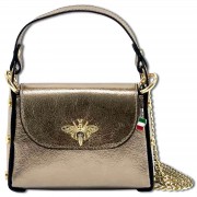 Florence Umhängetasche Biene Damen Handtasche Echtleder bronze metallic OTF831N3