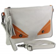 Toscanto Jugend Damen Umhängetasche Handgelenktasche Leder Tasche grau braun OTT805UK