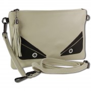 Toscanto Jugend Damen Umhängetasche Handgelenktasche Leder Tasche beige weiß schwarz OTT805UW