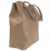 Toscanto Damen Shopper Schultertasche Leder Tasche taupe dunkelbeige OTTM107SN