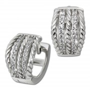 SilberDream Creole Geflecht Zirkonia weiß 925 Sterling Silber Damen SDO4412W