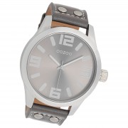 Oozoo Herren Armbanduhr Timepieces Analog Leder grau UOC1007A