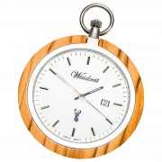 Waidzeit Herren Taschenuhr Edelstahl Holz hellbraun mit Uhrenkette UWATO01