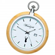 Waidzeit Herren Taschenuhr Edelstahl Holz braun mit Uhrenkette UWATZ01