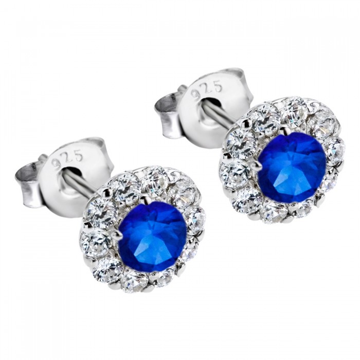 Blume LOTUS Silver Damen Silber Ohrstecker - Ohrring blau aus 925 JLP1290-4-2