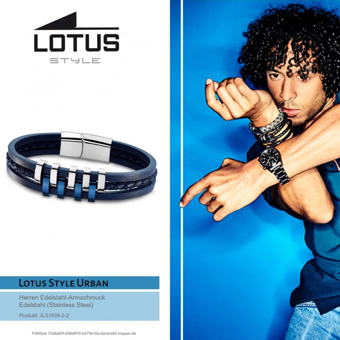 Lotus Style Armband Herren Urban LS1838-2/2 Edelstahl blau silber, JLS1838-2-2