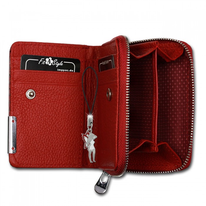 Jennifer Jones Geldbörse rot Leder Portemonnaie Croco RFID Schutz