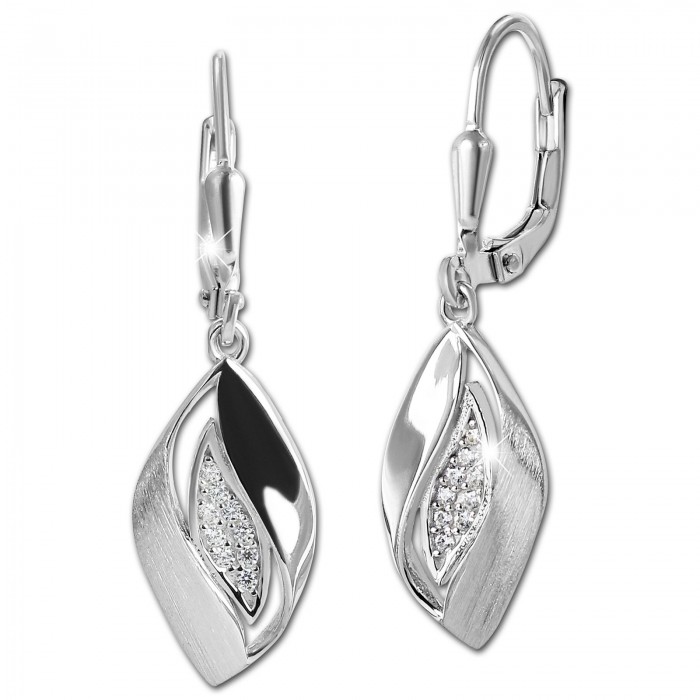 Silber Ohrring 925 Damen weiß SilberDream Ohrhänger Zirkonia Leaf SDO4441W