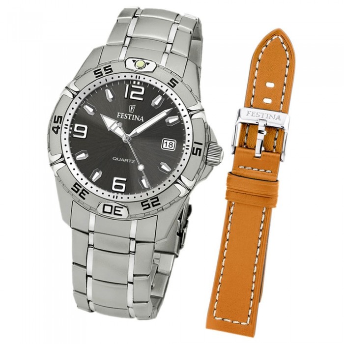 analog UF16170/3 Herren-Armbanduhr Edelstahl mit Set-Uhr Wechselarmband FESTINA