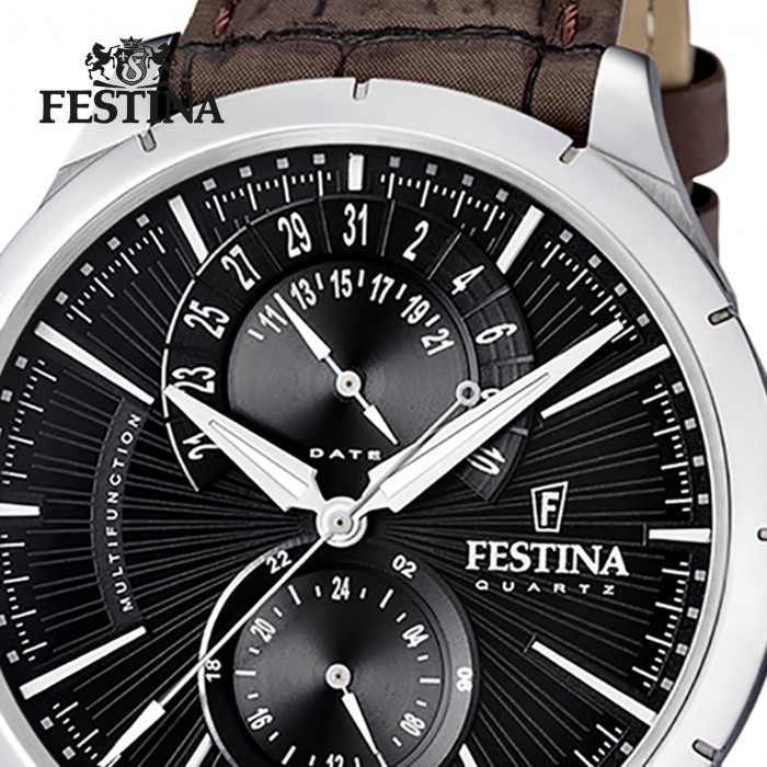 FESTINA Herrenuhr schwarz Quarzuhr Klassik Uhr UF16573/4 Multifunktionsuhr Klassik
