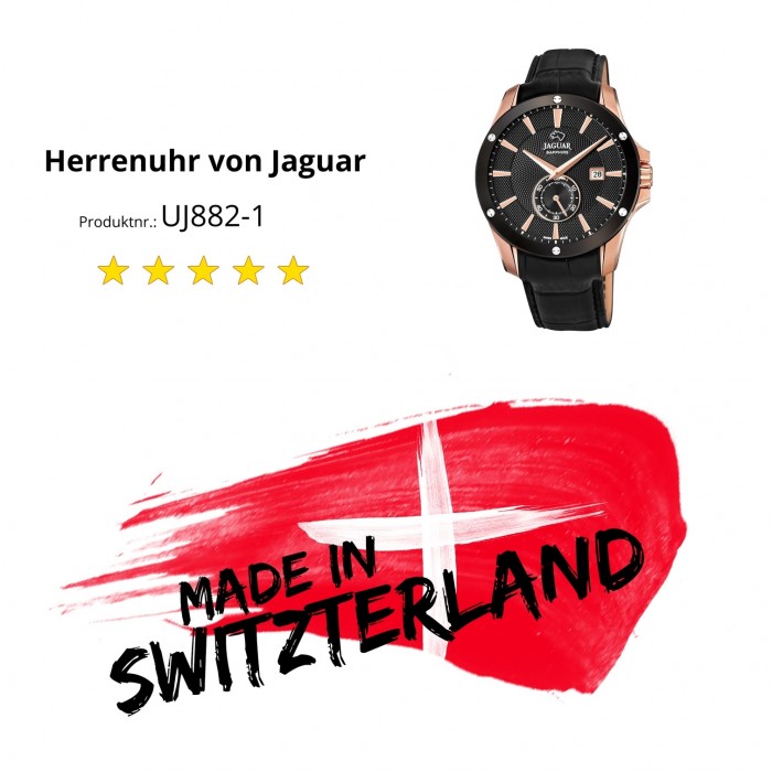 Jaguar Herren Armbanduhr schwarz J882/1 UJ882/1 Analog Leder ACM
