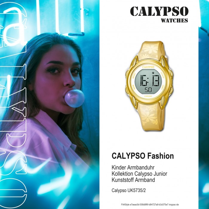 Calypso Kinder Armbanduhr K5735/2 UK5735/2 gold PU Digital Crush Quarz-Uhr
