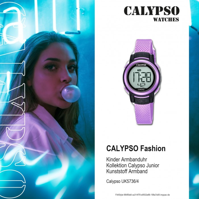 Calypso Kinder Armbanduhr Digital Crush K5736/4 lila UK5736/4 PU Quarz-Uhr