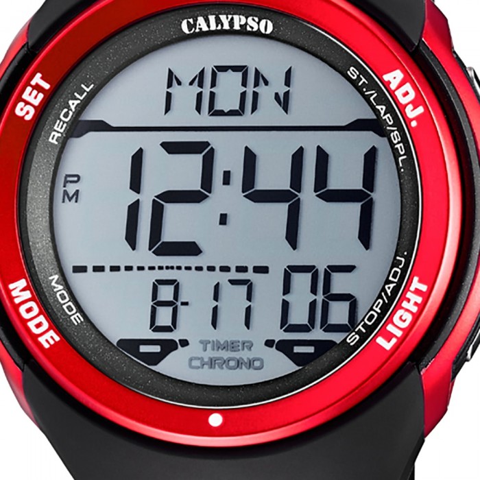 K5807/3 Digital UK5807/3 rot schwarz Herren Calypso Kunststoff Armbanduhr