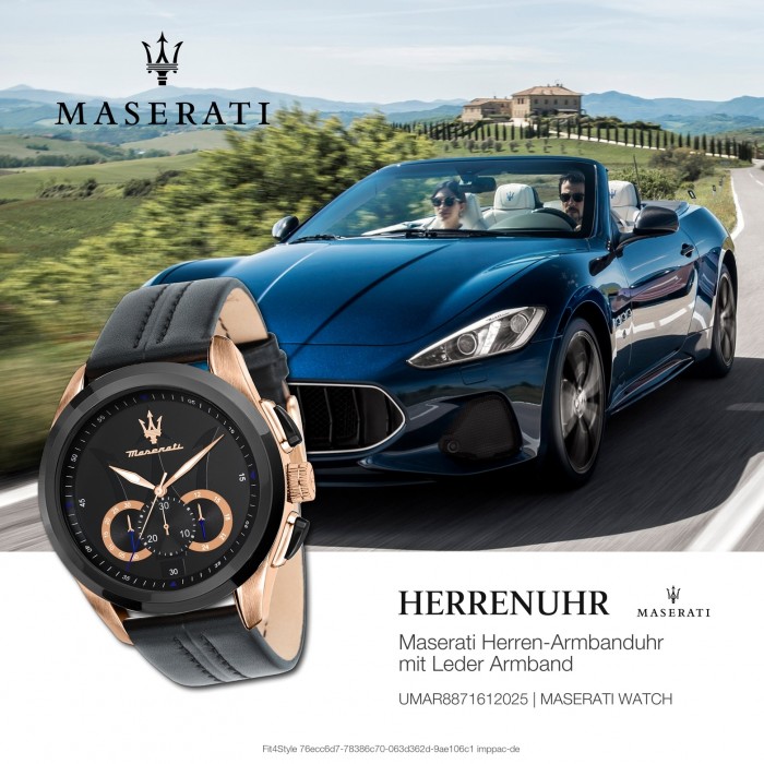 Maserati Herren Armbanduhr TRAGUARDO Chrono UMAR8871612025 Leder