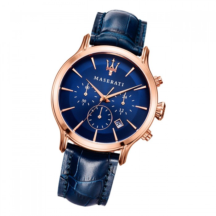 Maserati Herren UMAR8871618007 Armbanduhr Leder Epoca blau Chrono