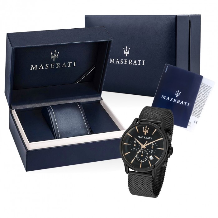 Maserati Herren Armbanduhr Epoca schwarz Chrono Edelstahl UMAR8873618006