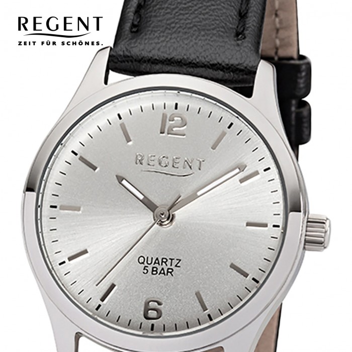 Regent Damen-Armbanduhr 32-2113415 Quarz-Uhr schwarz UR2113415 Leder-Armband