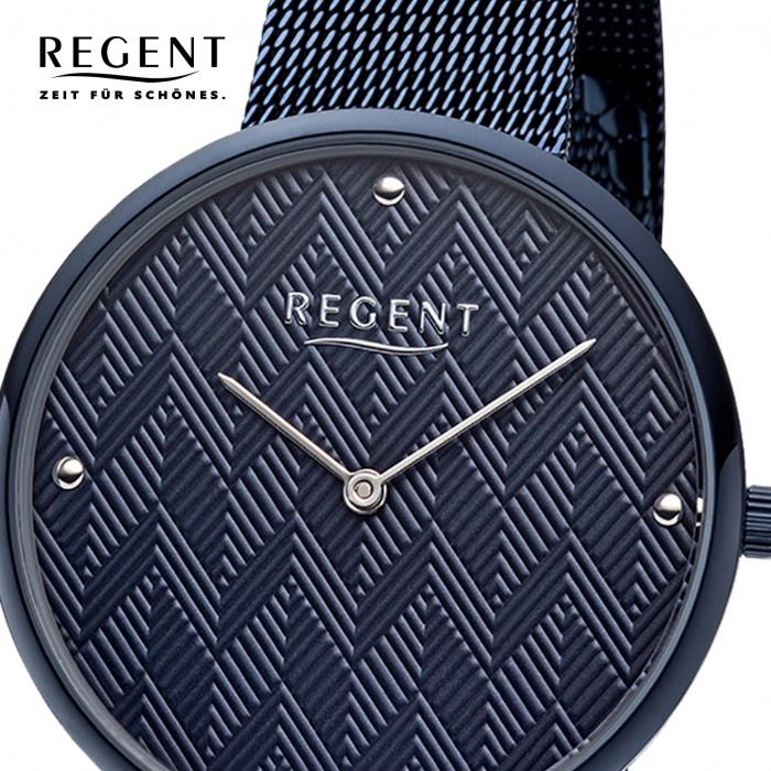 Regent Damen Armbanduhr URBA569 blau BA-569 Analog Quarz-Uhr Edelstahl
