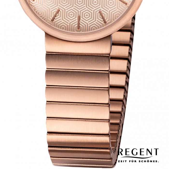 Regent Damen Armbanduhr Analog BA-583 Edelstahl rosegold Quarz-Uhr URBA583