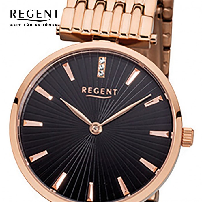 Regent Damen-Armbanduhr 32-F-1059 Quarz-Uhr Edelstahl-Armband URF1059 rosegold