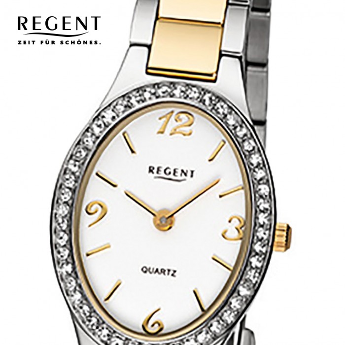 Edelstahl-Armband Regent URF1066 32-F-1066 URF106 Quarz-Uhr gold Damen-Armbanduhr silber