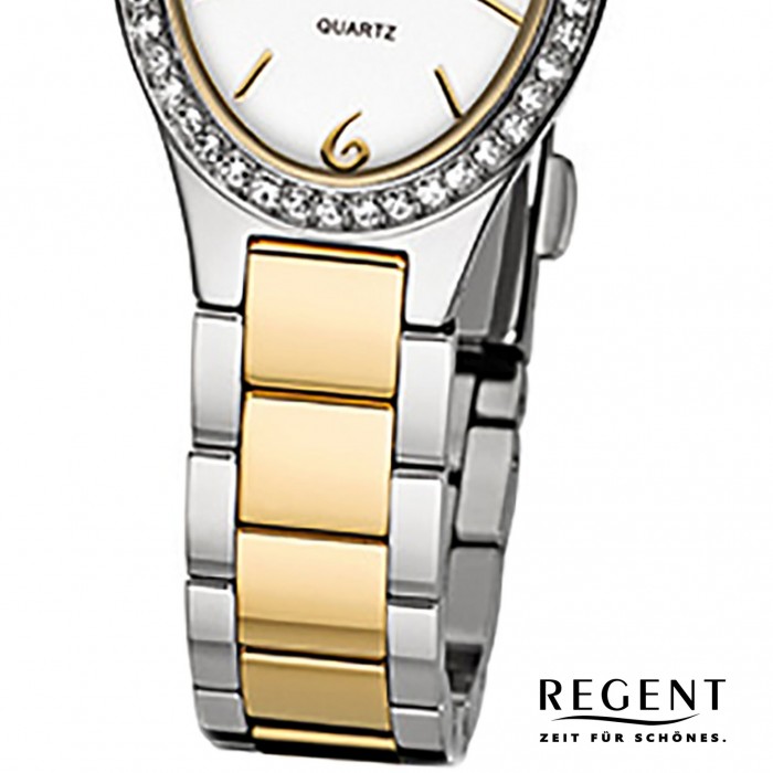 gold silber Quarz-Uhr Edelstahl-Armband URF106 32-F-1066 Damen-Armbanduhr Regent URF1066