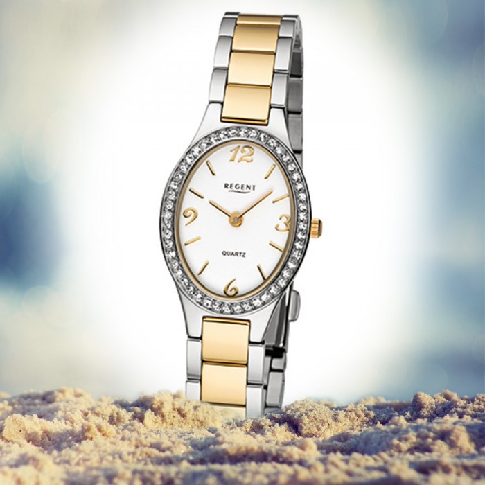 Regent Damen-Armbanduhr 32-F-1066 Quarz-Uhr Edelstahl-Armband silber URF106 gold URF1066