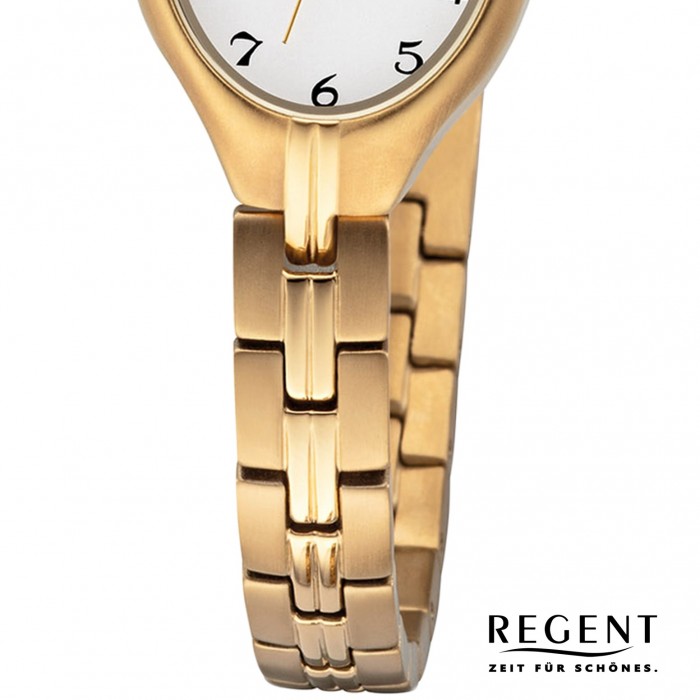 Regent Damen Armbanduhr Analog F-1163 Titan URF1163 Quarz-Uhr gold