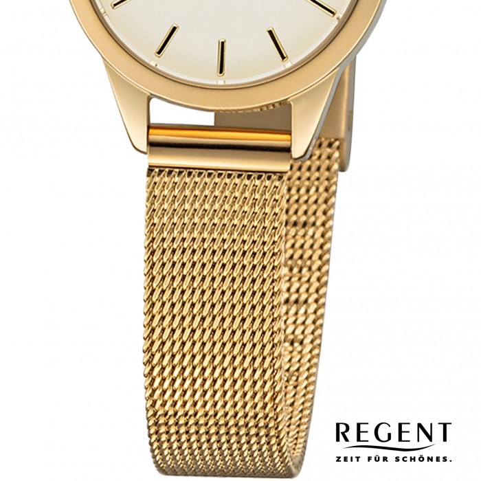 Regent Damen Armbanduhr URF1166 F-1166 Analog Quarz-Uhr gold Metall