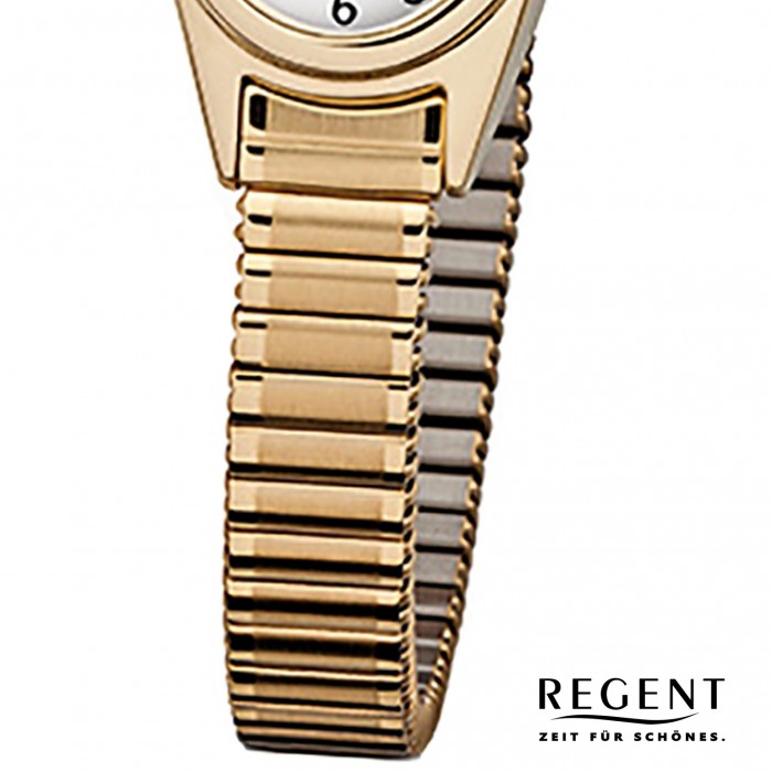 Regent Damen-Armbanduhr F-263 URF263 gold Mini Stahl-Armband Quarz-Uhr