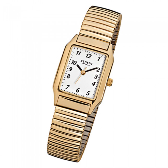gold Quarz-Uhr Damen-Armbanduhr F-269 Regent Stahl-Armband URF269
