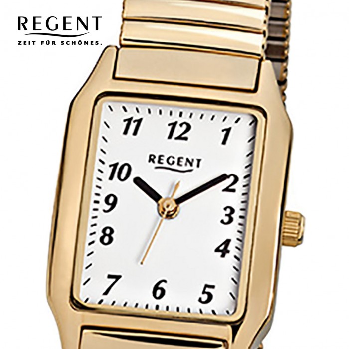 gold Quarz-Uhr Stahl-Armband F-269 Regent URF269 Damen-Armbanduhr