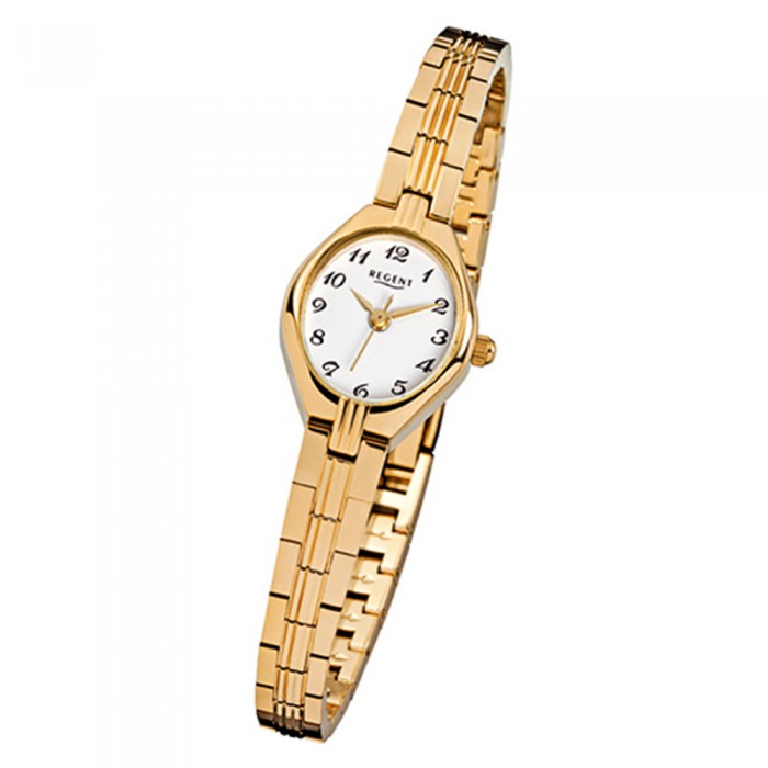 Regent Damen-Armbanduhr F-303 gold URF303 Stahl-Armband Quarz-Uhr