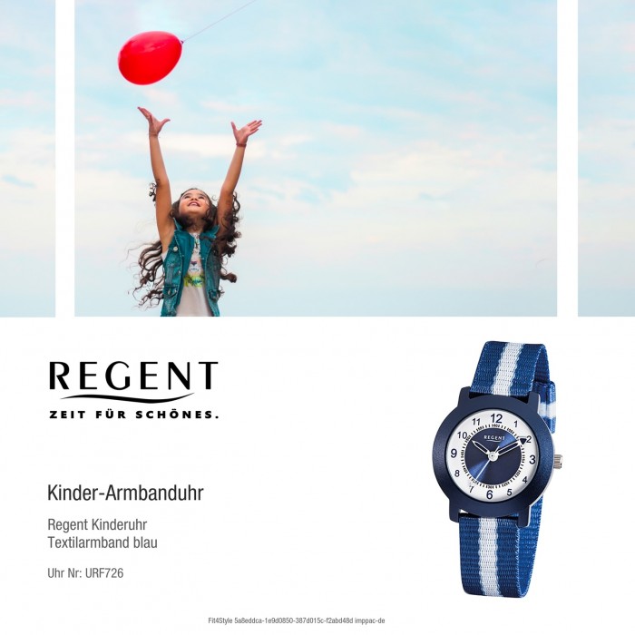 blau, Uhr Regent Aluminium Textil weiß Kinder-Armbanduhr URF726 Jungen Quarz