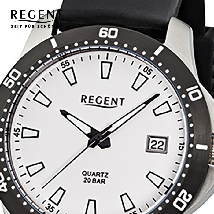 Regent Herren-Armbanduhr Kunststoff-Armband Quarz-Uhr schwarz F-912 URF912