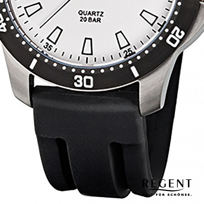 Regent Herren-Armbanduhr F-912 Quarz-Uhr URF912 schwarz Kunststoff-Armband
