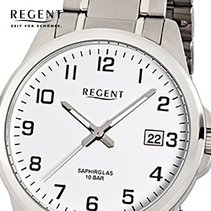 Regent Herren-Armbanduhr F-925 Quarz-Uhr silber Titan-Armband URF925
